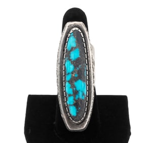 Larry Golsh Silver and Turquoise Ring