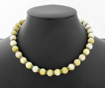 14K White Gold Jade Necklace