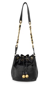 Chanel Black Leather Drawstring Bucket Bag