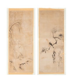 Chinese Scenes of Birds Ink on Paper, 2