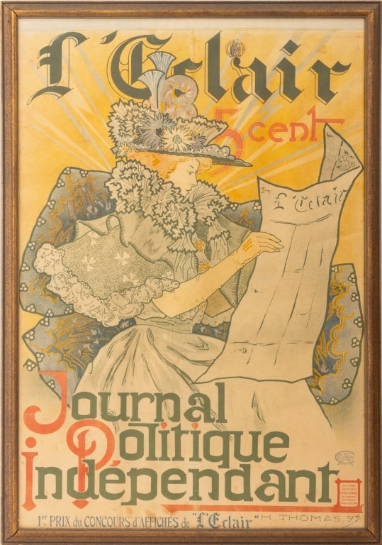 Henry Atwell Thomas "L'Eclair" Lithograph Poster (1 of 10)