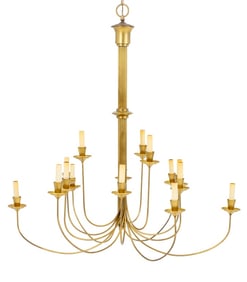 Mid-Century Modern Brass Twisted Arm Chandelier