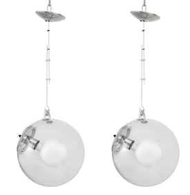 Artemide "Miconos" Glass Pendant Lamps, Pair