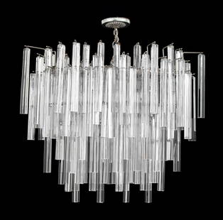 Venini for Camer Triedri Glass Chandelier, 1970s: Venini for Camer Triedri Glass Prism Chandelier, 1970s. 31.5" H x 31" W x 14.5" D. Provenance: From a New York City Collection. Keywords: Modern Lighting, Vintage Lighting, Italian, Glassworks, Hangin
