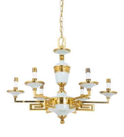 Tommi Parzinger Style Brass Chandelier