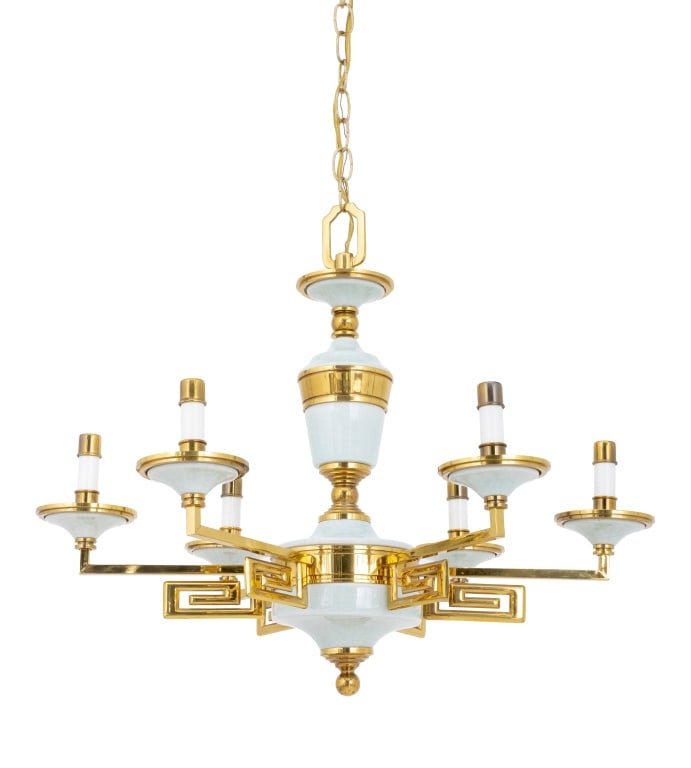 Tommi Parzinger Style Brass Chandelier (1 of 7)