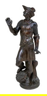 Jacopo Sansavino "Mercury" Patinated Bronze: After Jacopo d'Antonio Sansavino (Italian, 1486-1570) "Mercury", 1537-46, Patinated Bronze Sculpture, late 19th century, the circular base inscribed "OPVS SANSOVNIVS FLORENTINVS", and "07056A" to unde