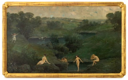 Gean Smith Bathing Scene Oil on Board, 1922