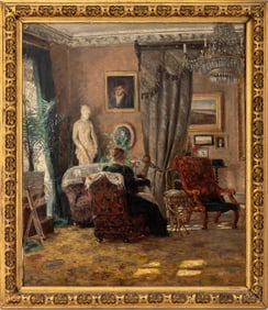 Sofie Holten Interior Scene Oil on Canvas, 1891