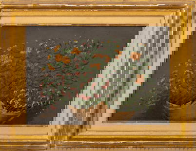 Andre Bauchant Flower Bouquet Oil, 1928: Andre Bauchant (French, 1873-1958), Flower Bouquet, Oil on Board, 1928, signed and dated lower left, giltwood frame. Images: 10" H x 14.5" W; frame: 15" H x 19.75" W x 2" D. Provenance: The Upper East