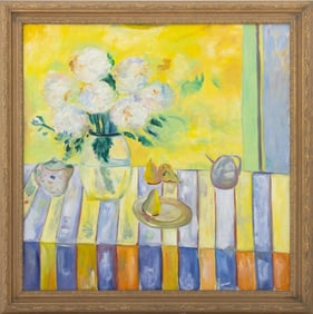 Pierre Bonnard Style Still Life with Bouquet Oil