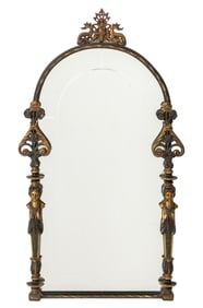 Italian Crowned Hound Motif Gilt Metal Mirror