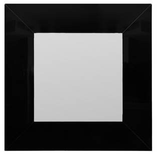 Monumental Black Lacquered Mirror: Monumental Black Lacquered Mirror, of square shape. Mirror plate: 48" H x 48" W; frame: 79" H x 79" W. Provenance: Property from an 11th Avenue Duplex. Keywords: Looking glass, Vanity, Full-length mir