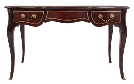 Louis XV Style Leather Top Lacquered Bureau Plat