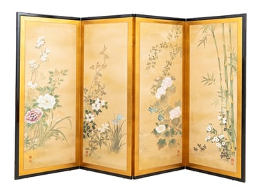 Japanese 4-Panel Byobu Screen