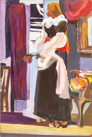 Luz Po Standing Female Figure Oil on Canvas