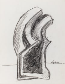 Seymour Lipton Sculpture Study Sketch, 1980