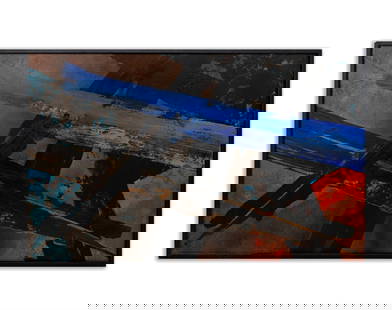Franz Kline Style Abstraction Acrylic on Board: Franz Kline Style, Abstract Expressionist Composition, Acrylic on Board, apparently unsigned, ebonized wood frame. Image: 47.75" H x 77.5" W; frame: 49.75" H x 79.75" W. Provenance: From a New York Ci