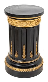Ebonized and Gilded Carved Wood Column Pedestal