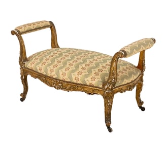 Louis XVI Style Giltwood Window Seat, 19th C.