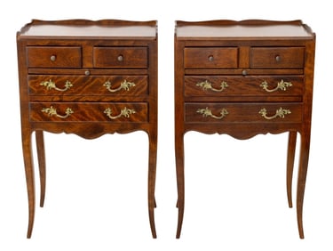 Louis XV Style Maple Nightstands, Pair