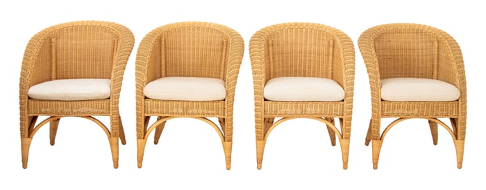 Varaschin Wicker Armchairs, 4
