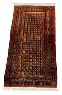 Afghan Runner Rug, 8' 10" x 4' 2": Afghan Rug. 8' 10" L x 4' 2" W. Provenance: From a New York City Collection. Keywords: Carpets, Floor covering, Wool, Textiles, Vintage, Interior design, Decorative Arts