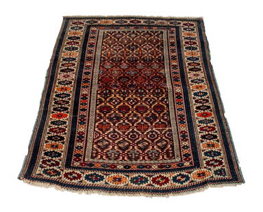Caucasian Kazak Rug, 5' x 3.75': Caucasian Kazak Rug. 5' L x 3.75' W. Provenance: From a New York City Collection. Keywords: Carpets, Textiles, Floor coverings, Floral Design, Wool, Geometric Design, Decorative Arts
