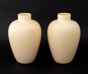 Venini Murano Art Glass Baluster Vases, Pair