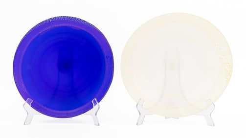Murano Gold-Flecked Glass Centerpiece Bowls, 2