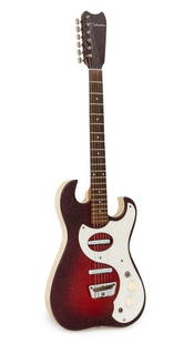Sears Silvertone Model No. 1457 Electric Guitar: Sears Silvertone Model No. 1457 Six-String Electric Guitar and Amplifier, 1960s, in hard body case with amplifier attached, marked "Sears Silvertone / Model 1457 / Guitar and Amplifier / Sears Roebuck