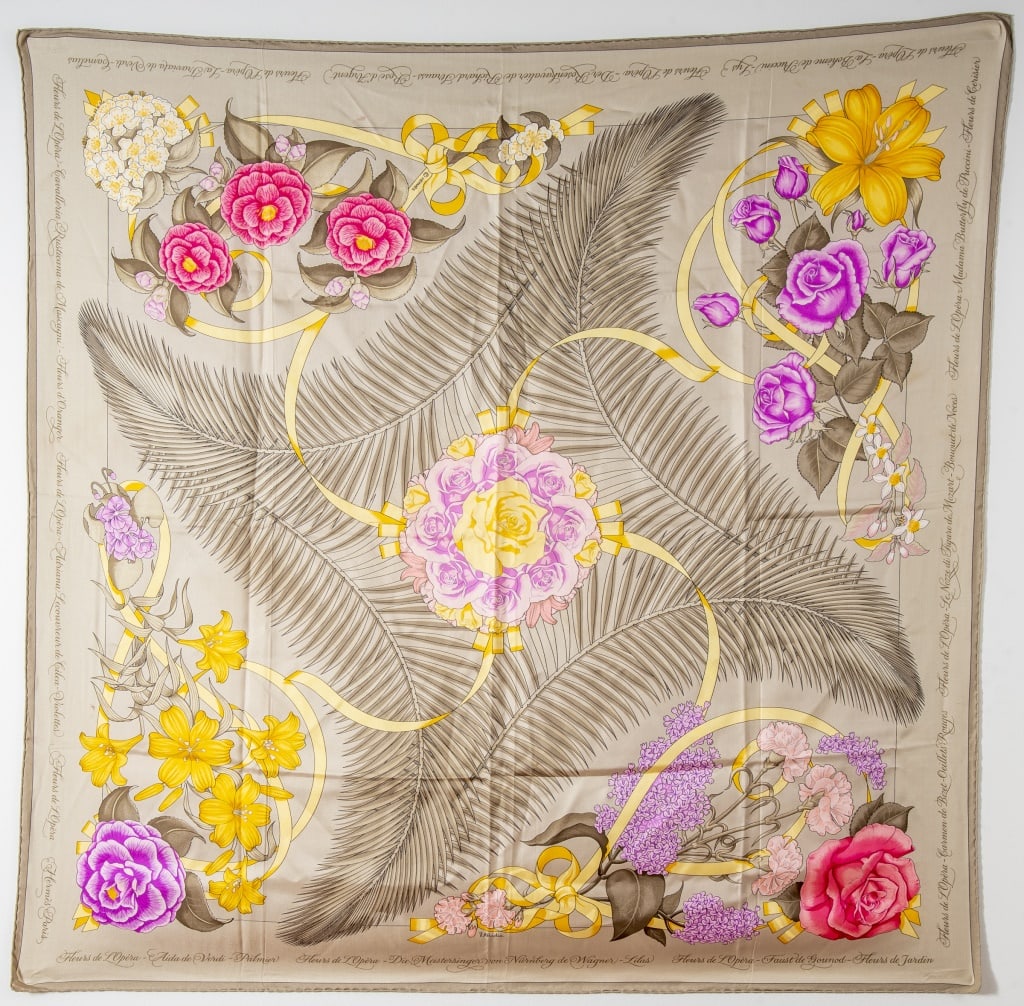 Hermes "Fleurs de L'Opera" Silk Scarf (1 of 6)