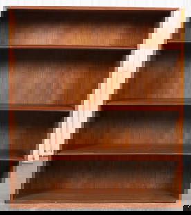 Danish Modern Teak Open Bookcase: Danish Modern Teak Open Bookcase, A/S Soborg Mobelfabrik label to reverse. 45.75" H x 39.25" W x 12.5" D. Provenance: From a New York City Collection. Keywords: Scandinavian design, Denmark, Vintage F