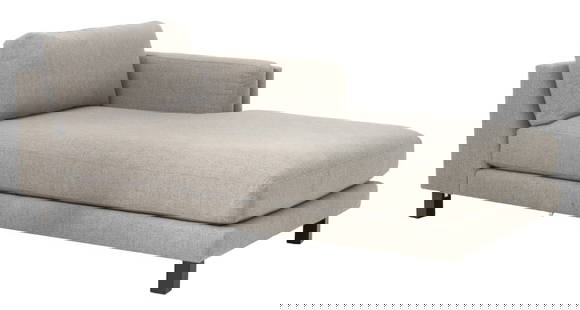 Contemporary Upholstered Chaise Longue: Contemporary Upholstered Chaise Longue, with single arm, cushion, and "Room & Board / Shenandoah Furniture Co." label to underside. 33" H x 78" W x 42" D; seat: 19" H. Provenance: From a New York City