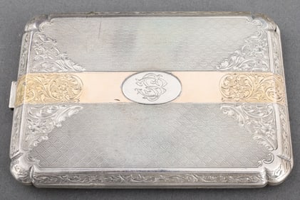 Antique Silver Cigarette Case with Sapphires