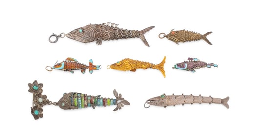 Chinese Silver Filigree Articulated Fish, 7