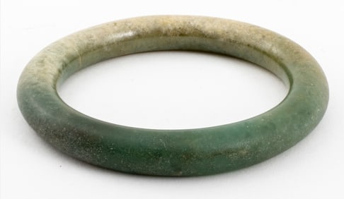 Chinese Mottled Green Jade Bangle