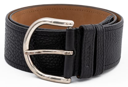 Prada Vitello Black Leather Belt
