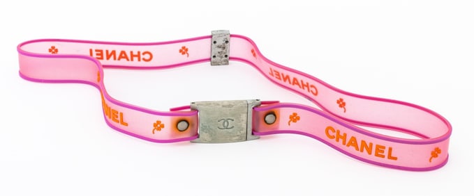 Chanel 01P Pink and Orange Rubber Belt