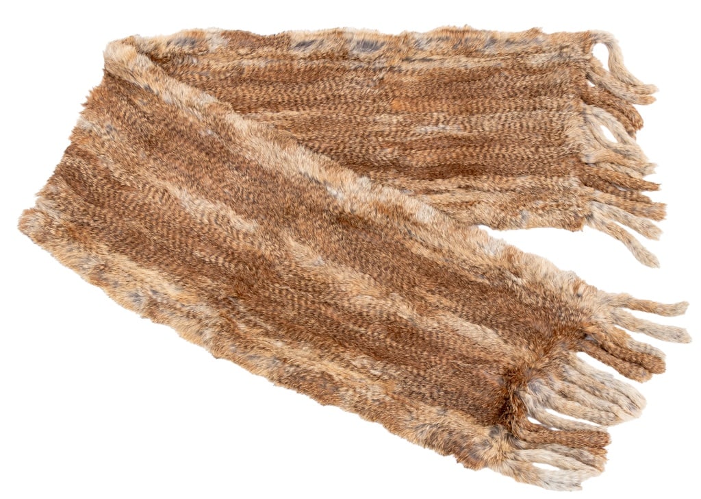 Joseph Rabbitskin Stole: Joseph Rabbitskin Stole, with "Joseph / Made in France" label. 72" L x 12.5" W. Provenance: From a New York City Collection. Keywords: Fashion, Garment, Outerwear, Furs, Evening, Formal, Designer, Acc