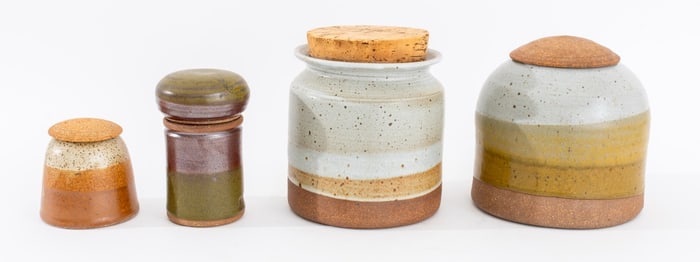 Byron Temple Glazed Stoneware Lidded Jars, 4