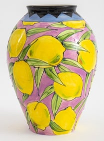 Italian Lemon Motif Ceramic Vase