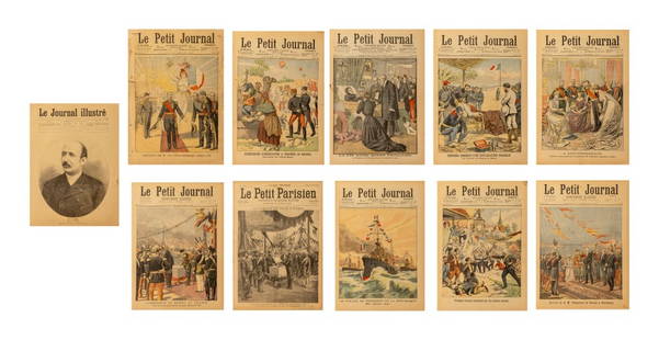 "Le Petit Parisien" Newspapers, 11: Collection of Eleven "Le Petit Parisien" Newspapers, 1890s, including: (2) featuring "L'Emperereur de Russie" on the cover. Each approx: 16.5" H x 12" W. Provenance: From a New York City Collection. K