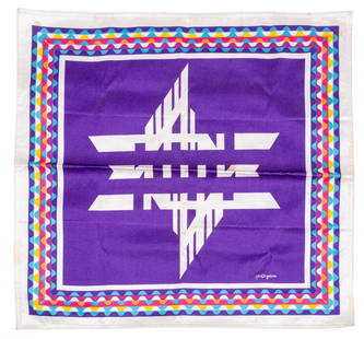 Yaacov Agam "Exodus" Silk Scarf: Yaacov Agam (Israeli, b. 1928) "Exodus" Silk Scarf, signed in print lower right, numbered edition "366 / 5000" to the verso. Provenance: From a New York City Collection. Overall in good condition, soi