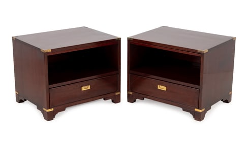 Empire Style Mahogany Campaign Side Tables, Pair