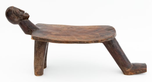 African Lobi Figural Carved Wood Tripod Stool