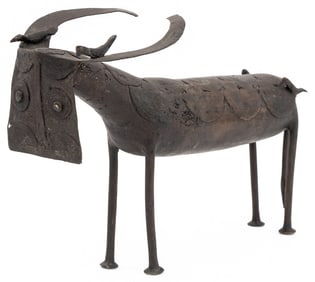 African Water Buffalo Patinated Bronze Sculpture