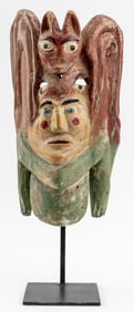 Mexican Polychrome Painted Carved Wood Mask