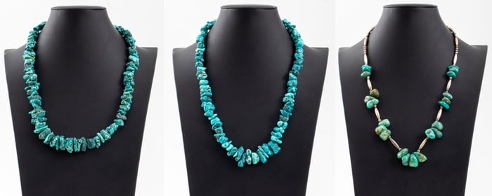 Natural Turquoise Graduated Bead Necklaces, 3