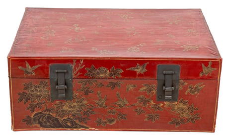 Chinese Red Lacquered Blanket Chest